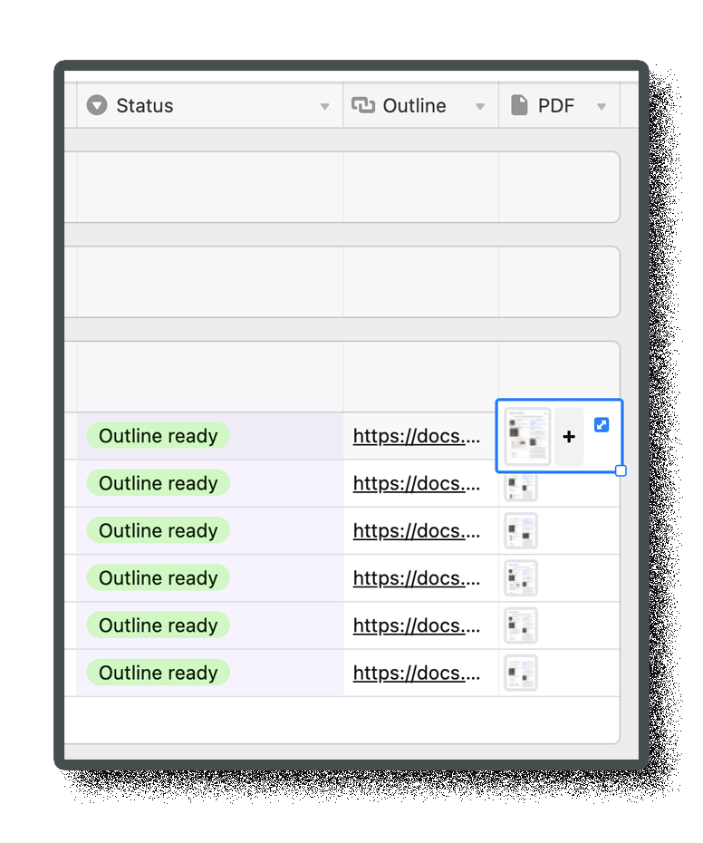 the status of a content idea as outline ready